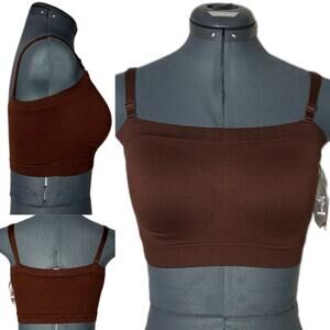 Truekind Wireless convertible Strapless Bandeau Bra Tube Top Brown Women's MED